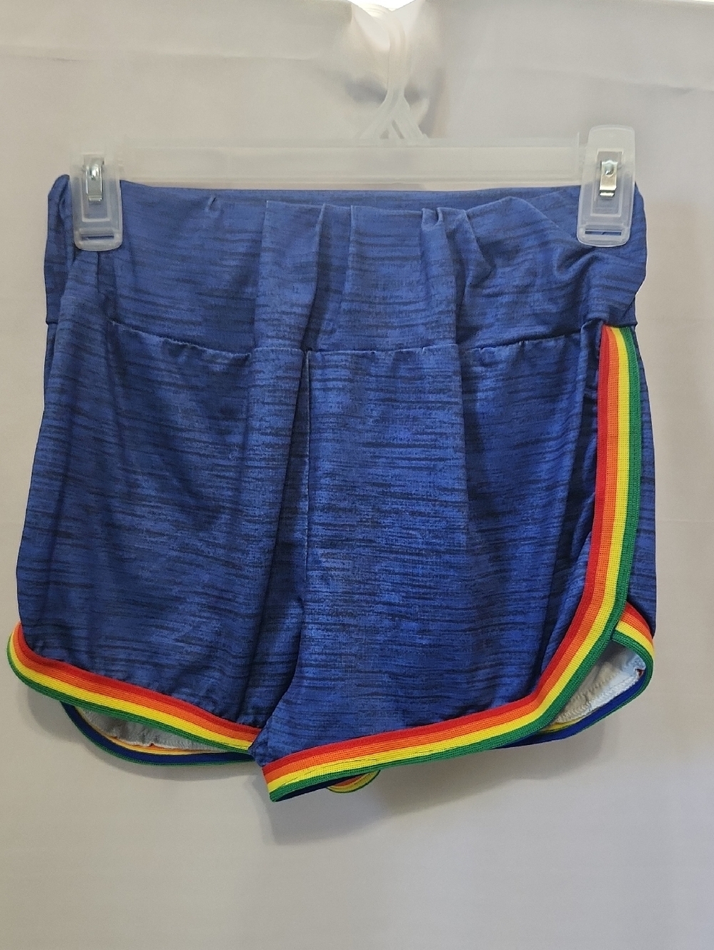 Source Unknown Blue Athletic Shorts with Rainbow Trim